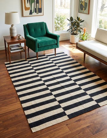4' 2 x 5' 10 Hand Woven Kilim Modern Wool Rug
