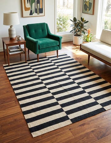 4' 2 x 5' 10 Hand Woven Kilim Modern Wool Rug