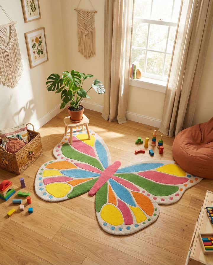 3' 6 x 5' 3 Happy Rugs Butterfly Wool