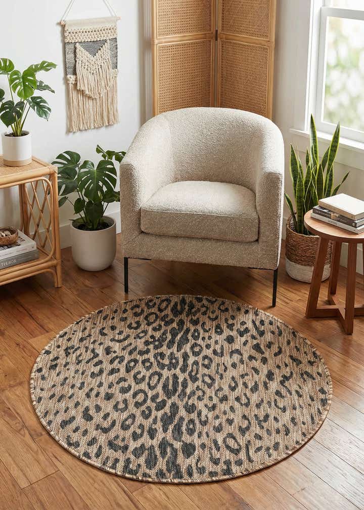 3' x 3' Easy-Clean Safari Indoor / Outdoor Round Rug