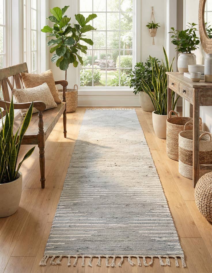 Detail image of 2' 7 x 13' 1  Hand Woven Chindi Cotton Runner Rug