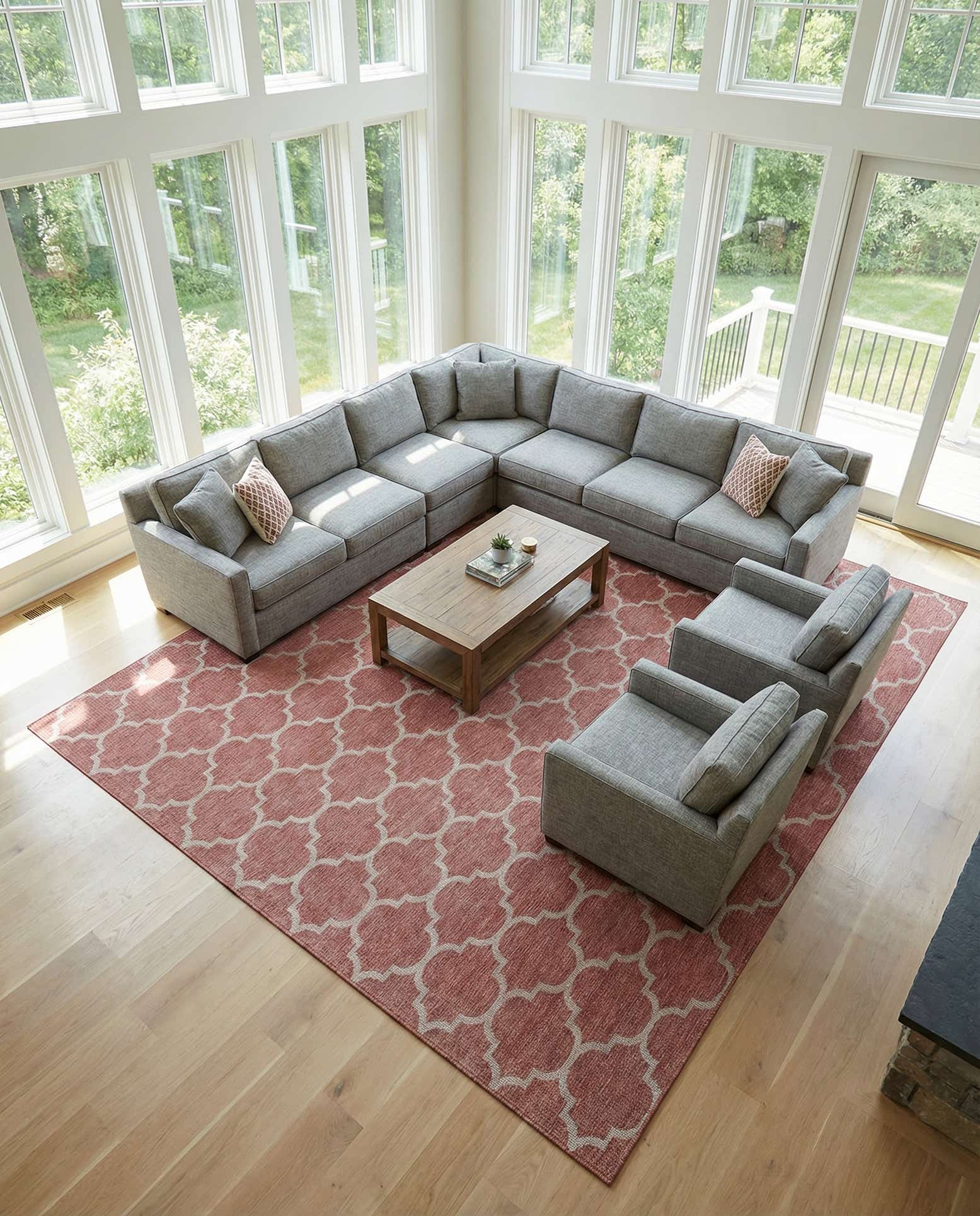 13' x 13' Easy-Clean Trellis Indoor / Outdoor Square Rug