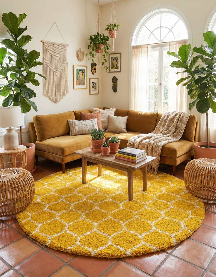 Detail image of 7' 10 x 7' 10 Trellis Shag Round Rug