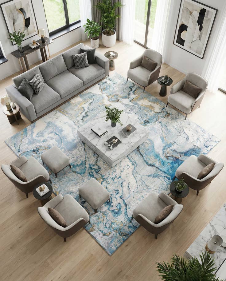 Detail image of 10' x 10' Easy-Clean Modern Indoor / Outdoor Square Rug