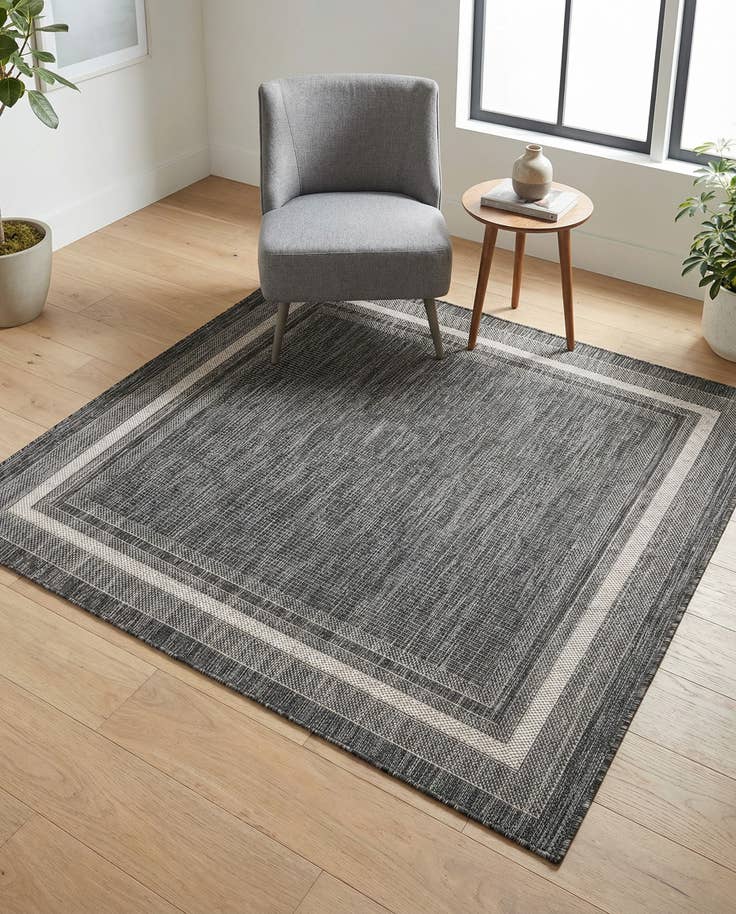 Detail image of 5' 3 x 5' 3 Easy-Clean Border Indoor / Outdoor Square Rug