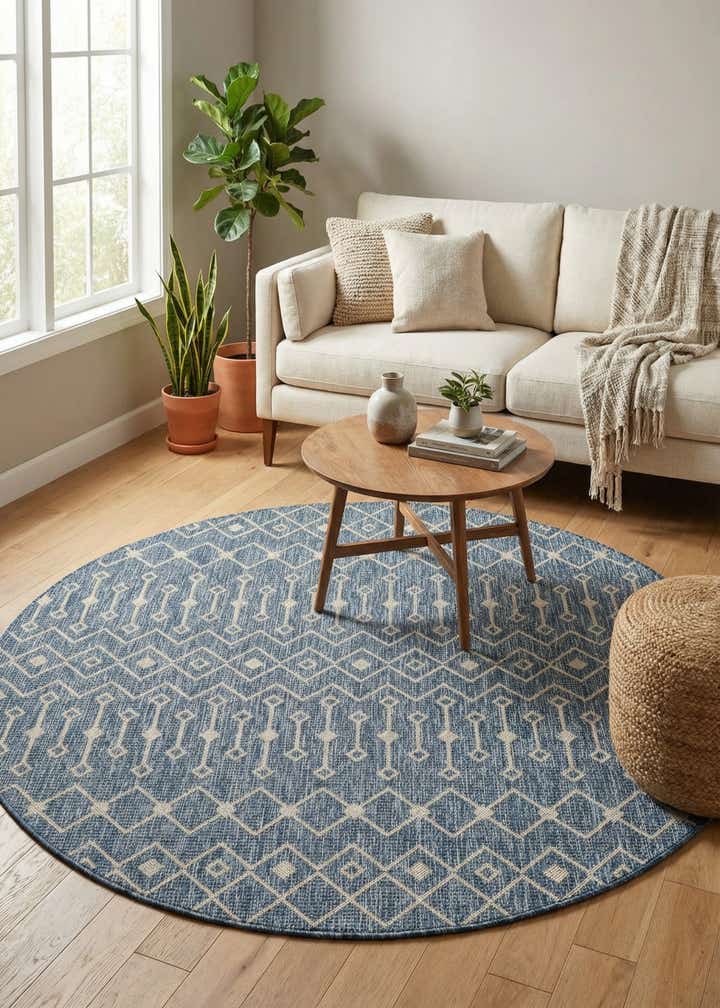 6' x 6' Easy-Clean Trellis Indoor / Outdoor Round Rug