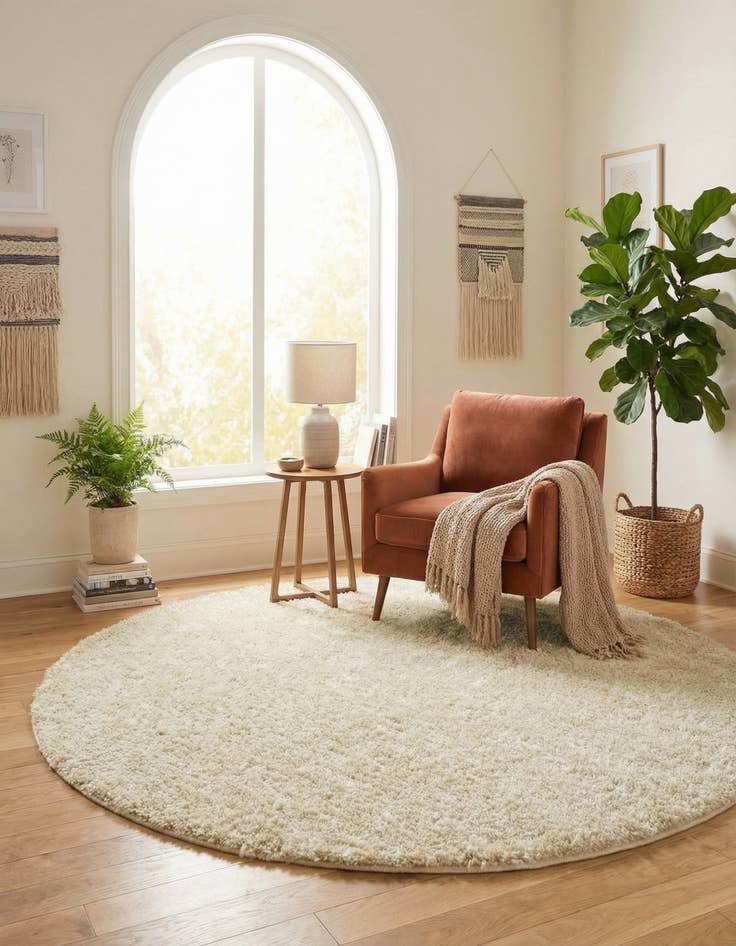 Detail image of 7' 1 x 7' 1 Soft Solid Shag Round Rug