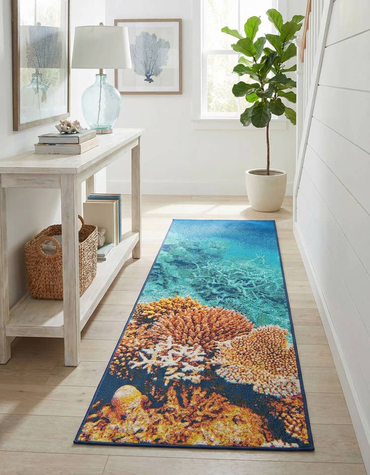 Detail image of 2' x 6' Easy-Clean Coastal Indoor / Outdoor Runner Rug