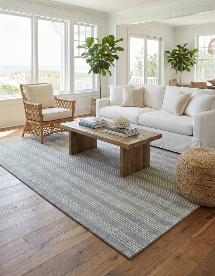 Detail image of 6' 1 x 9' Jill Zarin Striped Wool Rug