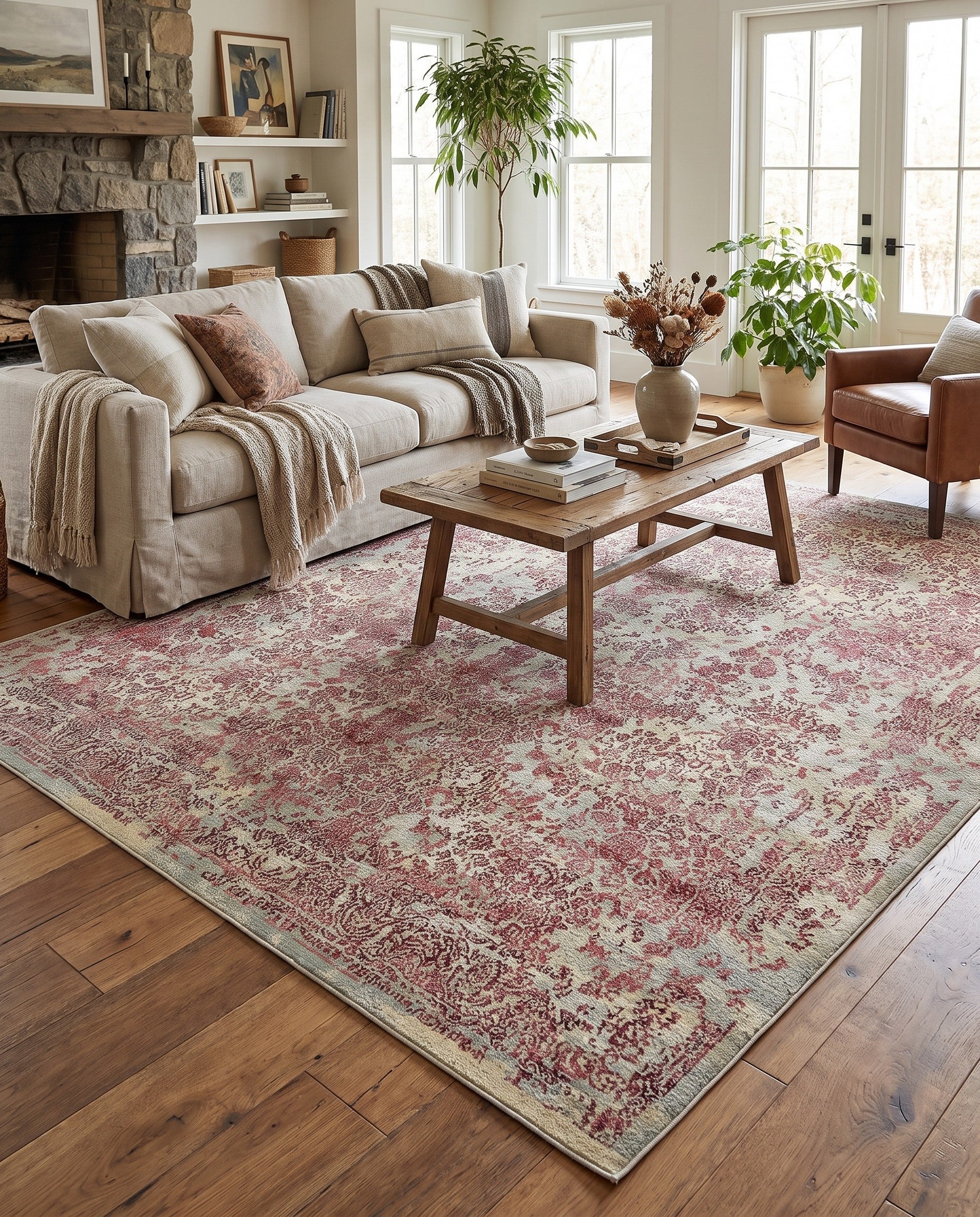 305cm x 370cm Easy-Clean Botanical Indoor / Outdoor Rug