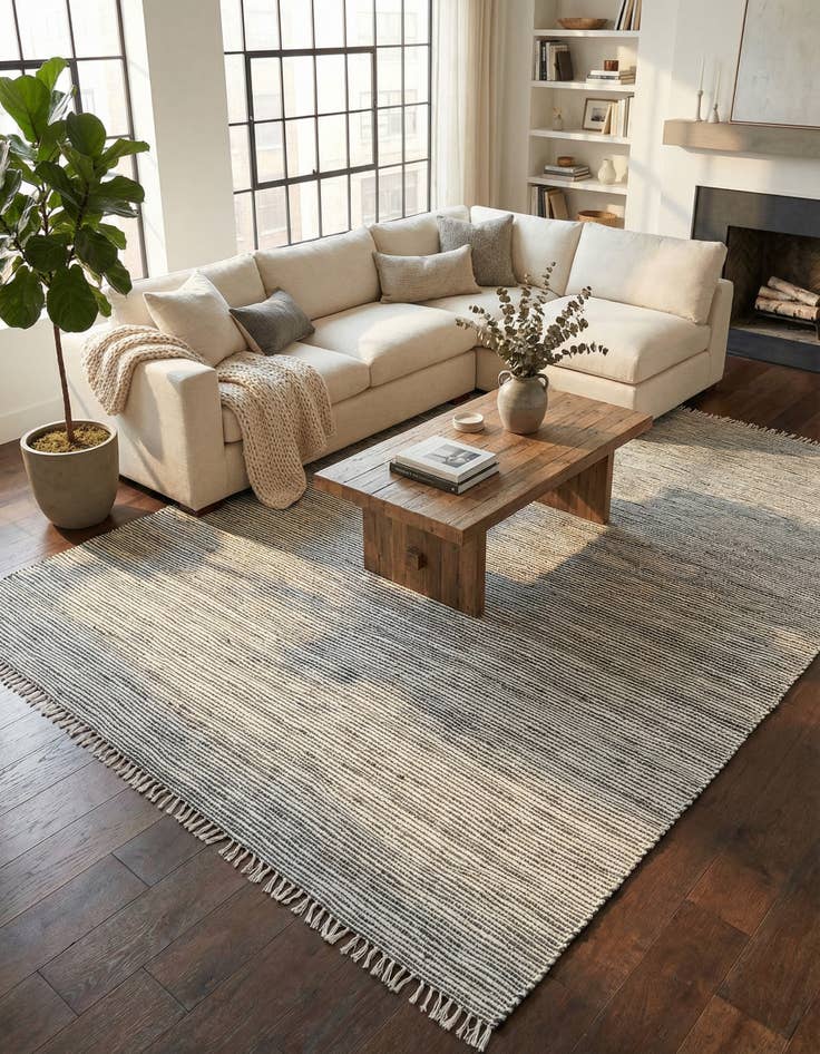 Detail image of 10' x 14' 1 Hand Woven Chindi Jute Rug