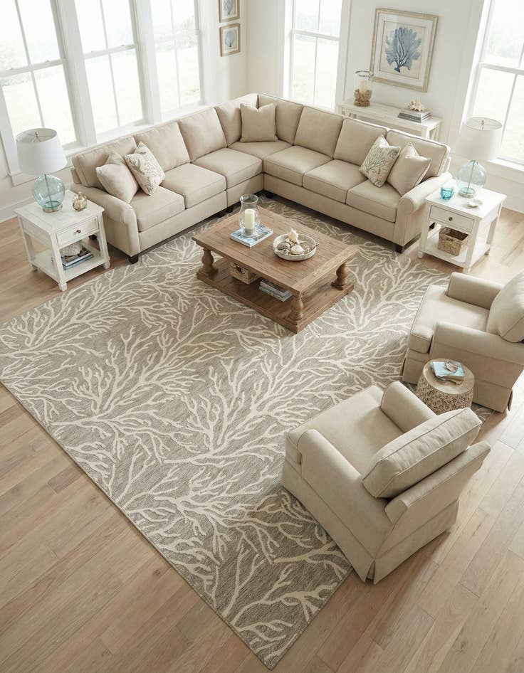 Detail image of 13' x 13' Washable Coastal Indoor / Outdoor Square Rug