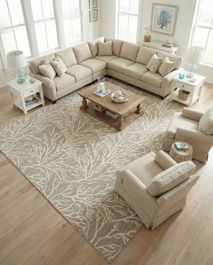 Detail image of 13' x 13' Easy-Clean Coastal Indoor / Outdoor Square Rug