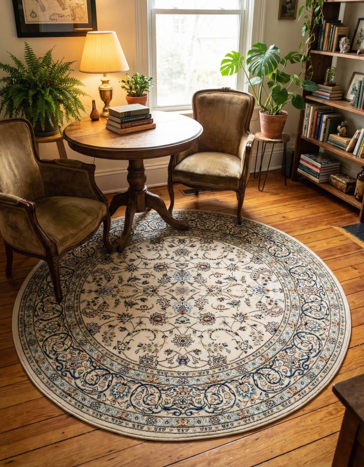 Detail image of 5' 3 x 5' 3 Nain Design Round Rug