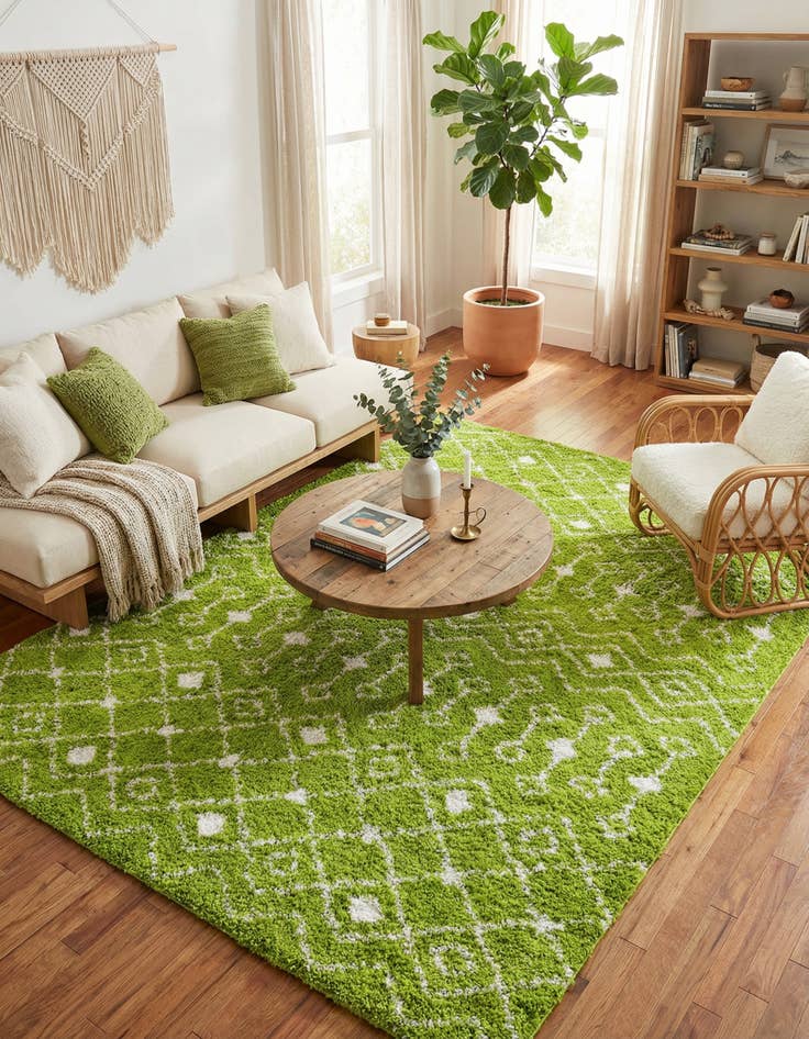 Detail image of 9' x 12' Moroccan Trellis Shag Rug