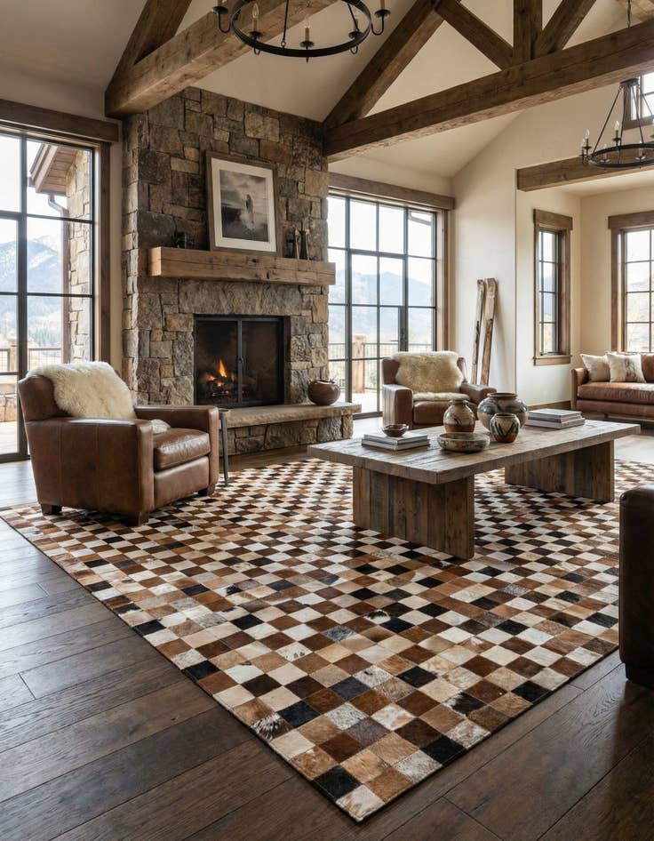 Detail image of 8' x 10' Cowhide Leather Rug