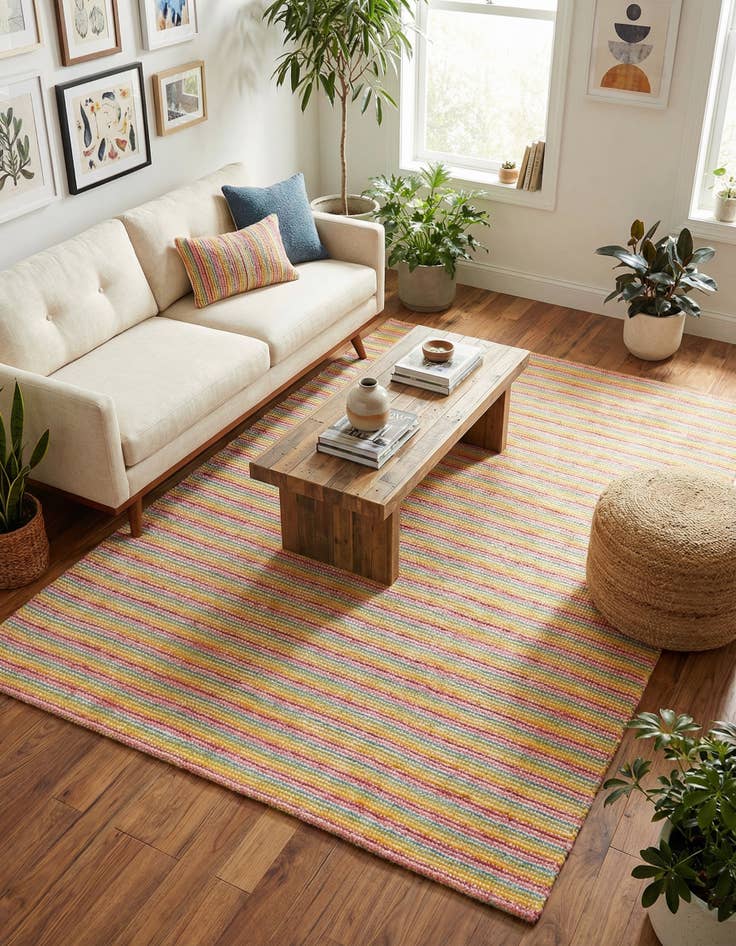 Detail image of  4' 1 x 6' 1  Hand Woven Happy Rugs Happy Home Wool