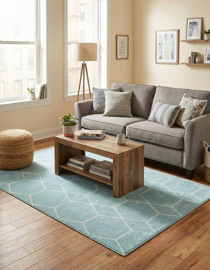 Detail image of 5' 3 x 8' Lattice Frieze Rug