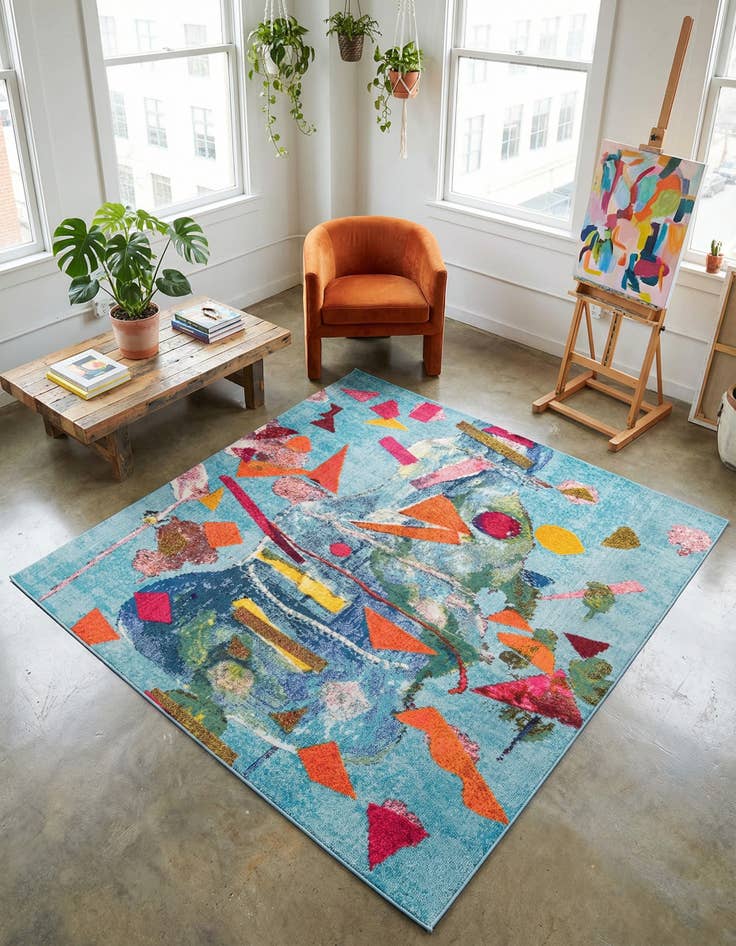 Detail image of 7' 10 x 7' 10 Washable Vivid Square Rug