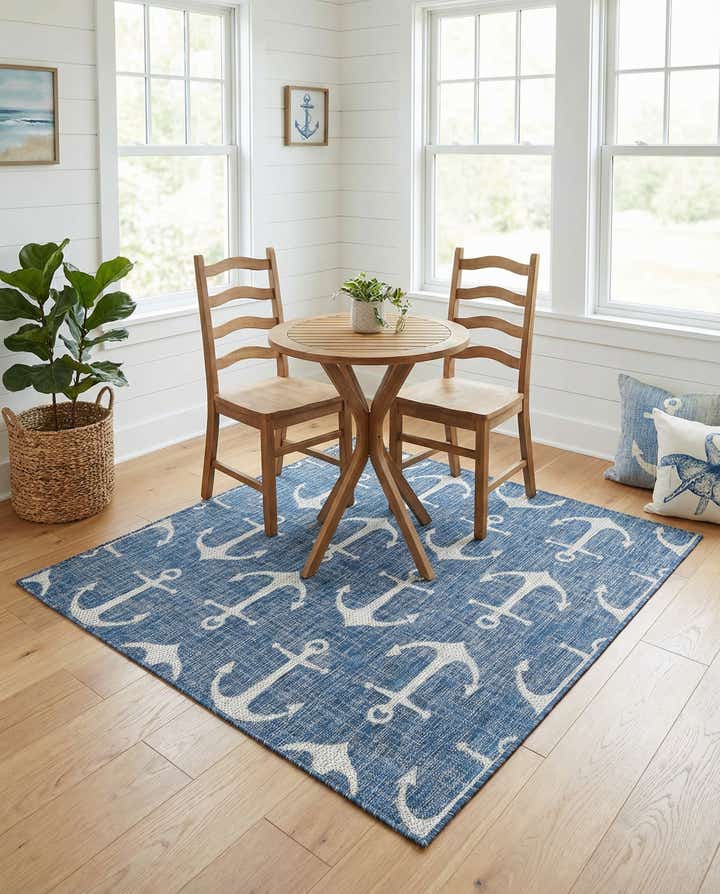 5' 3 x 5' 3 Easy-Clean Coastal Indoor / Outdoor Square Rug