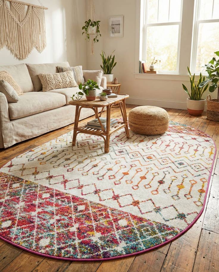 Detail image of 5' 3 x 8' Moroccan Trellis Oval Rug