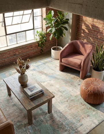 Teal Lotus Square Rug