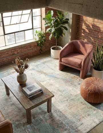 Teal Lotus Square Rug