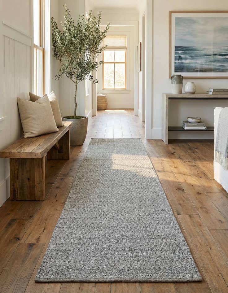 Detail image of 3' 3 x 14' 1 Hand Woven Lattice Wool Runner Rug