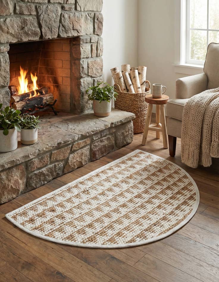 Detail image of 2' 2 x 3' 7  Hand Woven Chindi Jute Hearth Rug