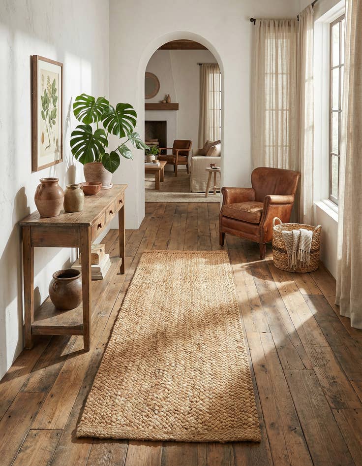 Detail image of  2' 7 x 8'  Hand Heirloom Braided Jute Runner Rug