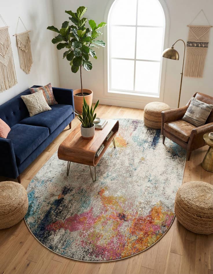 Detail image of 5' x 8' Washable Theia Oval Rug