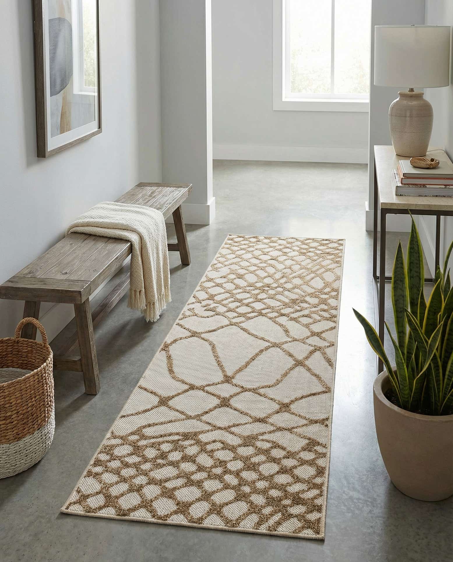 2' x 6' Easy-Clean Modern Indoor / Outdoor Runner Rug