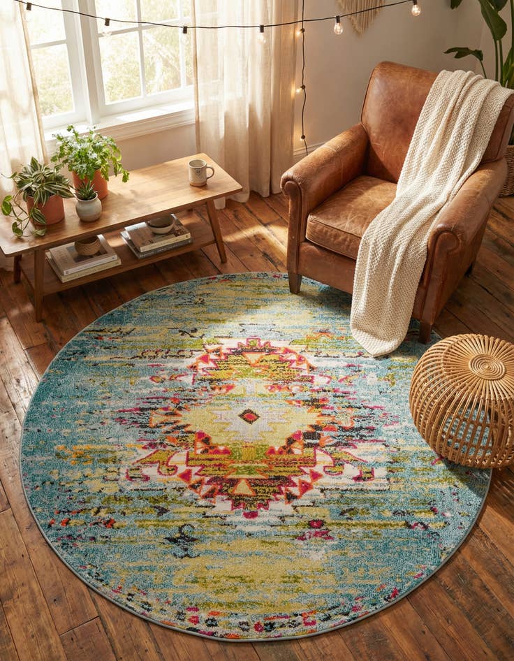 Detail image of 6' x 6' Washable Carnevale Round Rug