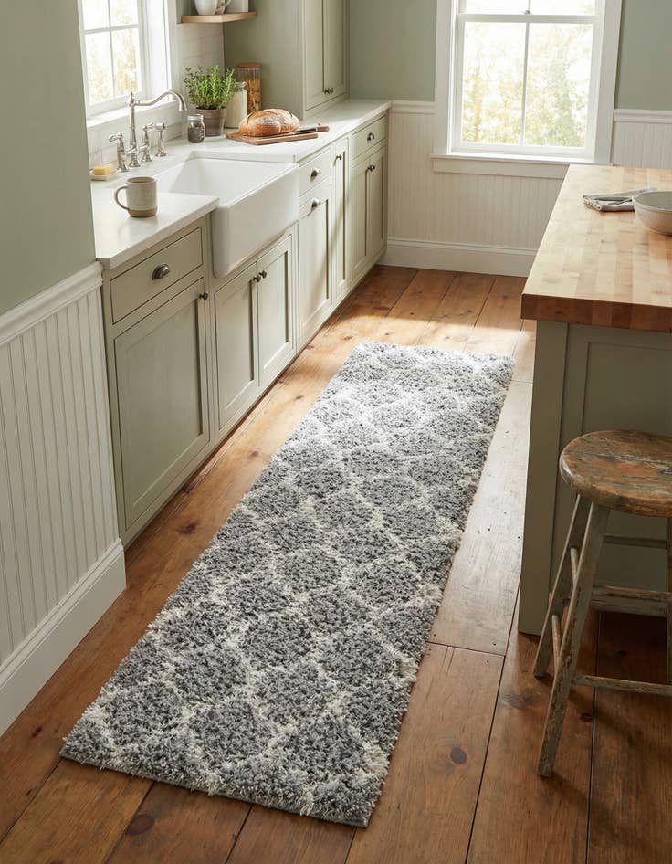 Detail image of 2' x 7' Trellis Shag Runner Rug