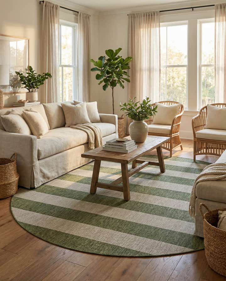 10' x 10' Easy-Clean Ribbon Indoor / Outdoor Round Rug