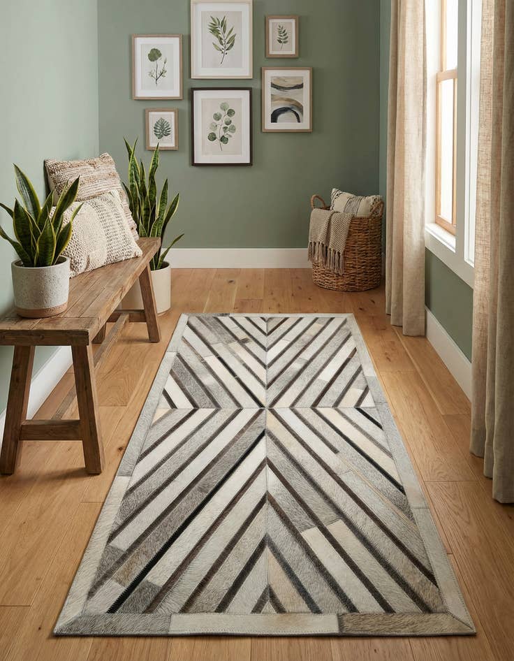 Detail image of 2' 2 x 4' 1 Cowhide Leather Runner Rug