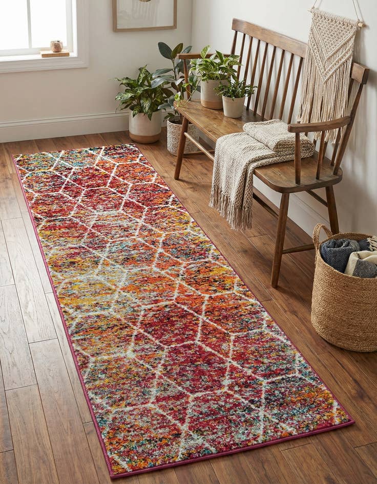 Detail image of 2' x 6' Lattice Frieze Runner Rug