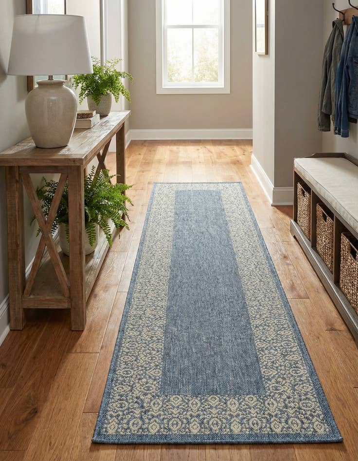 Detail image of 2' 7 x 10' Washable Border Indoor / Outdoor Runner Rug
