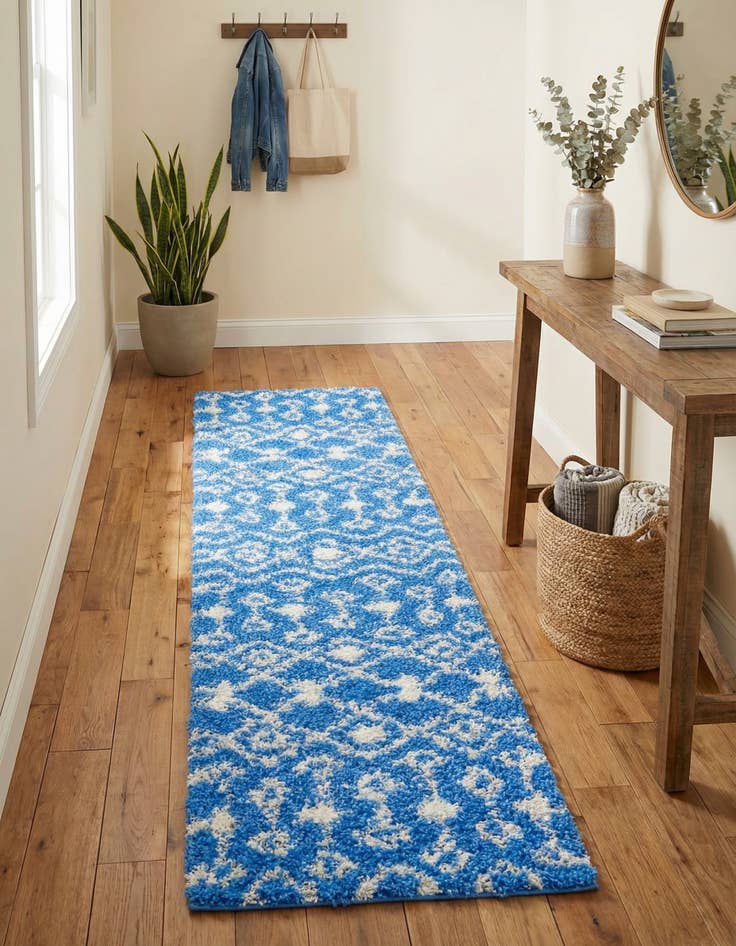 Detail image of 2' x 8' Moroccan Trellis Shag Runner Rug