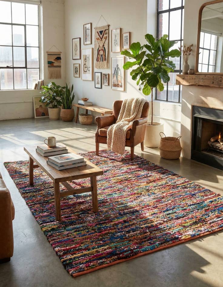 Detail image of 8' x 10' Handmade Braided Chindi Rug