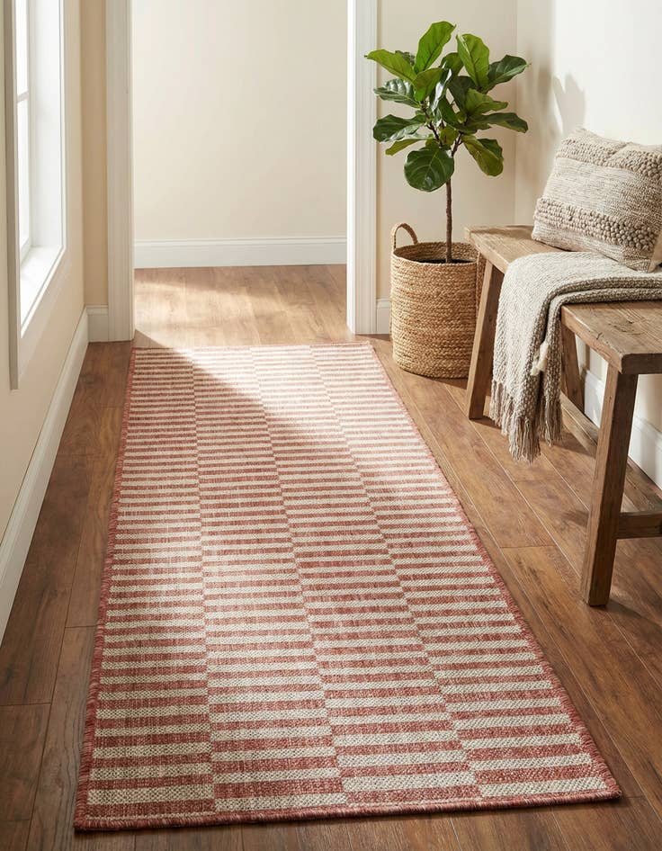 Detail image of 2' x 6' Easy-Clean Striped Indoor / Outdoor Runner Rug