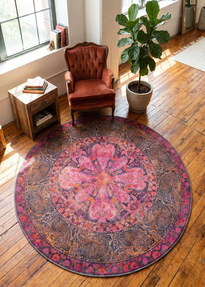7' 3 x 7' 3 Washable Mangata Round Rug