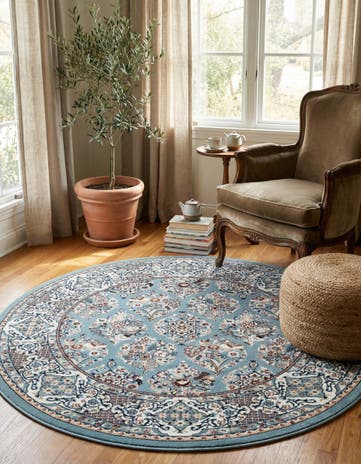 Blue Nain Design Round Rug