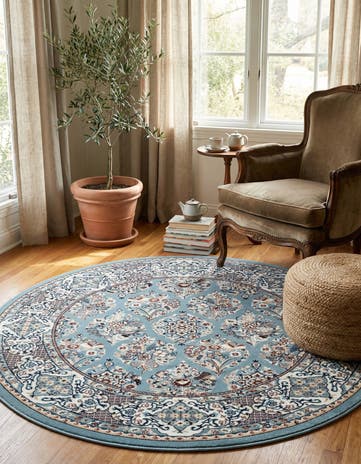 Blue Nain Design Round Rug