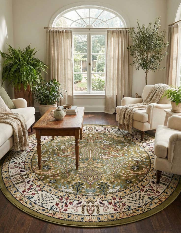 Detail image of  7' 10 x 7' 10 Nain Design Round Rug