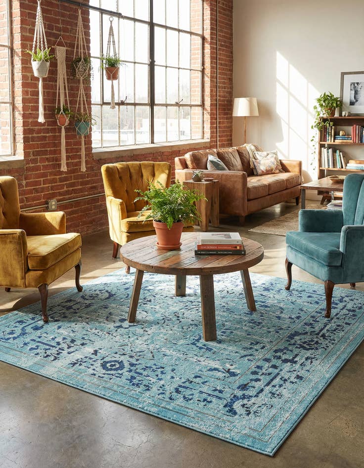 Detail image of 8' x 8'  Washable Palazzo Square Rug