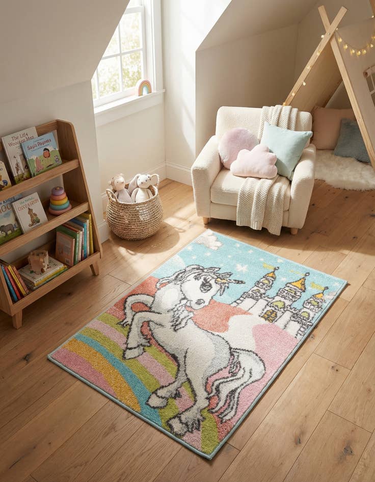 Detail image of  2' 2 x 3' Unicorn Whimsy Kids Rug