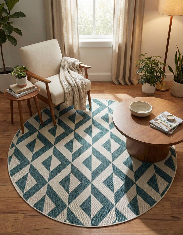 Detail image of 6' 7 x 6' 7 Washable Jill Zarin Napa Indoor / Outdoor Round Rug