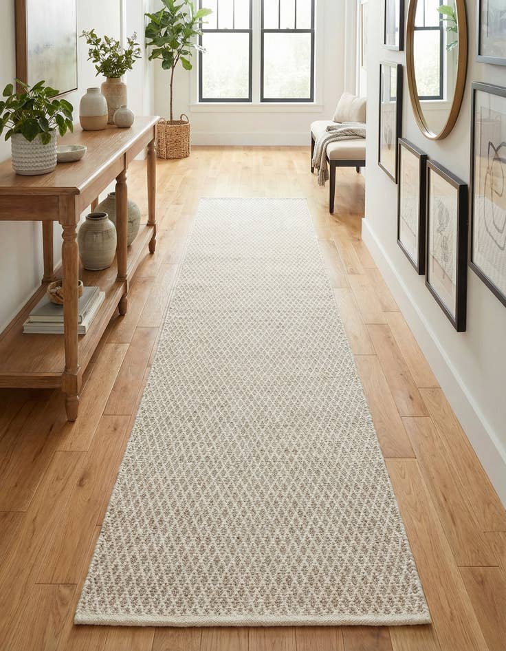 Detail image of 3' 3 x 14' 1 Hand Woven Lattice Wool Runner Rug