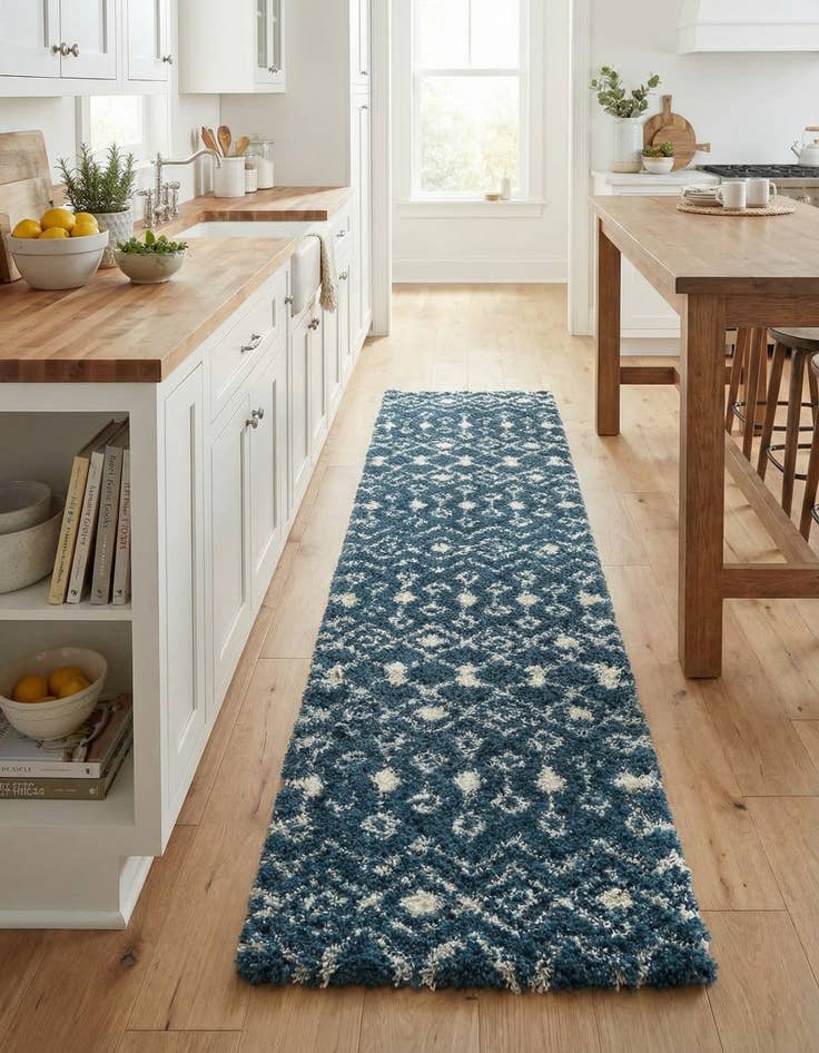 Detail image of 2' 7 x 10' Moroccan Trellis Shag Runner Rug